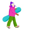 Snowboarder with snowboard in the hands. Leisure. Winter sport. Holidays in the mountains