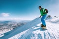 Snowboarder stay on the mountain top, Tatranska Lomnica, Slovakia Royalty Free Stock Photo