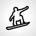 Snowboarder line icon. Snowboarder linear outline icon
