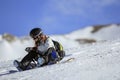 Snowboarder woman getting ready to ride Royalty Free Stock Photo