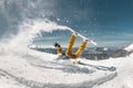 Real snowboarders fall at offpiste ski slope