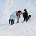 Snowboarders in the mountains