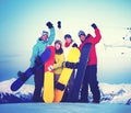 Snowboarders Success Sport Friendship Snowboarding Concept