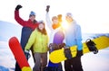 Snowboarders on Top of the Mountain Royalty Free Stock Photo