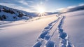 Snowboarders Tracks On A Snowy Slope. Generative AI Royalty Free Stock Photo