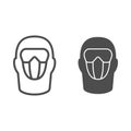 Snowboarding balaclava line and solid icon, World snowboard day concept, Winter wear for active lifestyle sign on white