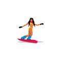 Snowboarding bikini girl. Vector Illustration Royalty Free Stock Photo