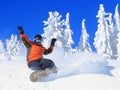 Snowboarding on a Bluebird Day Royalty Free Stock Photo