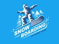 Snowboarding emblem Illustration on blue background