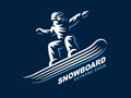 Snowboarding emblem Illustration on dark background