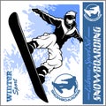 Snowboarding emblem Illustration man on dark background