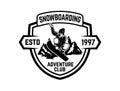 Snowboarding. Emblem with snowboarder. Design element for logo, label, emblem, sign.