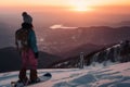 Snowboarding and extreme winter sports, recreation for a snowboarder, generative AI.