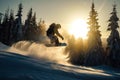 Snowboarding and extreme winter sports, recreation for a snowboarder, generative AI.