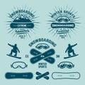 Snowboarding extreme winter sports vector emblems