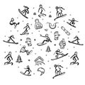 Snowboarding Freestyle Doodle Set well designed