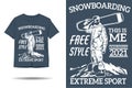 Snowboarding freestyle extreme sport silhouette t shirt design