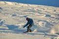 Snowboarding in fresh powder snow