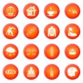 Snowboarding icons set