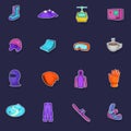 Snowboarding icons set vector sticker