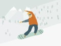 Snowboarding Man on snowboard in the mountainside Human figure in motion Royalty Free Stock Photo