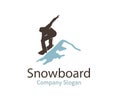 Snowboarding men jump on hill Logo vector design illustration Royalty Free Stock Photo