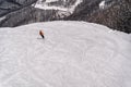 Snowboarding in the mountain ski resort of Krasnaya Polyana , Russia