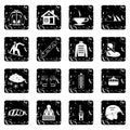 Snowboarding set icons, grunge style Royalty Free Stock Photo