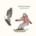 Snowboarding winter sport vector illustration.