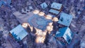 Snowbound alpine township at winter night top view Royalty Free Stock Photo