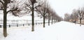 Snowbound avenue on embankment Royalty Free Stock Photo