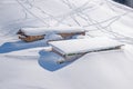 Snowbound huts in the austrian alps