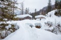 Snowbound huts in the bavarian alps, winter landscape