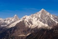 Snowbound mountain peaks. French Alps