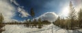 Snowbound road near Granbergsliden in Vasterbotten, Sweden