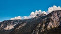 Snowbound top from Alps mountains over Pasterze