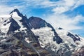 Snowbound top from Alps mountains over Pasterze