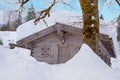 Snowbound hut in the bavarian alps