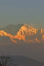 snowcapped himalaya mountains, mount kangchenjunga, the world 3rd highest peak\'s beautiful view during sunrise