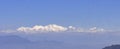 Snowcapped himalaya and sleeping buddha range mount kangchenjunga from darjeeling, west bengal, india