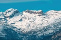 Snowcapped mountain peak of Julian Alps in winter, scenic landscape from Slovenia Royalty Free Stock Photo