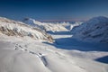 Snowcapped mountain range of Jungfrau in winter Royalty Free Stock Photo