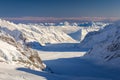 Snowcapped mountain range of Jungfrau in winter Royalty Free Stock Photo