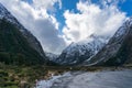 Snowcapped mountains in Fiorland National Park in New Zealand Royalty Free Stock Photo