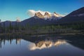 Snowcapped Three Sisters Mountains Canmore Alberta Canadian Rockies