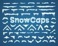 Snowcaps with snowflakes and icicles vector set Royalty Free Stock Photo