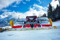 Snowcat ratrack machine making snow at ski resort