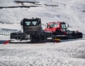 Snowcat, ratrack PistenBully - machine for snow preparation while working in Alpe D\'huez