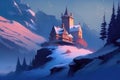 Snowcovered Castle On The Mountain. Generative AI Royalty Free Stock Photo