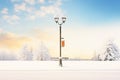 snowcovered lamp post in winter setting